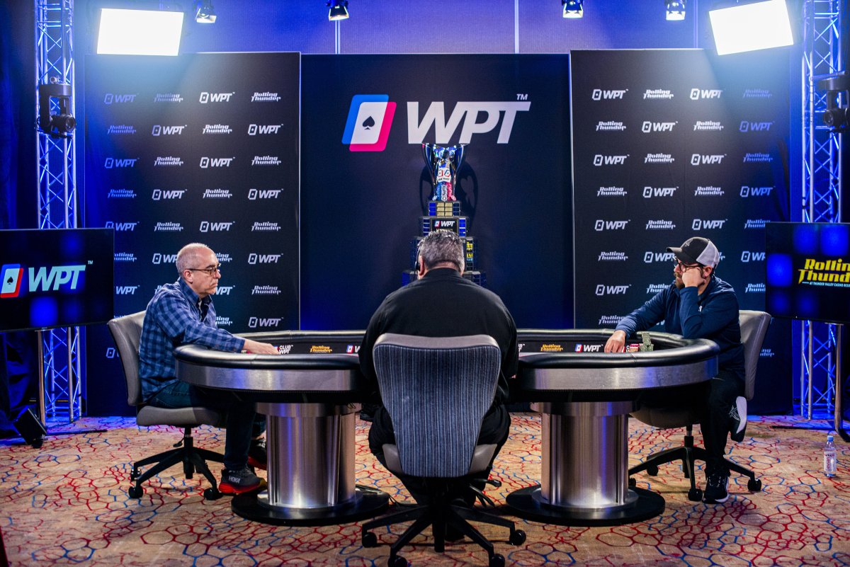 WPT's tweet photo. Shortly after, we lost Jauregui in 3rd after facing elimination by Jeremy Joseph.
Alex takes home $172,000 for his efforts and we are now down to heads-up between Jeremy Joseph and Scott Eskenazi in our #WPTRollingThunder Main Event @TVPokerRoom! https://t.co/owkdkAb8xg