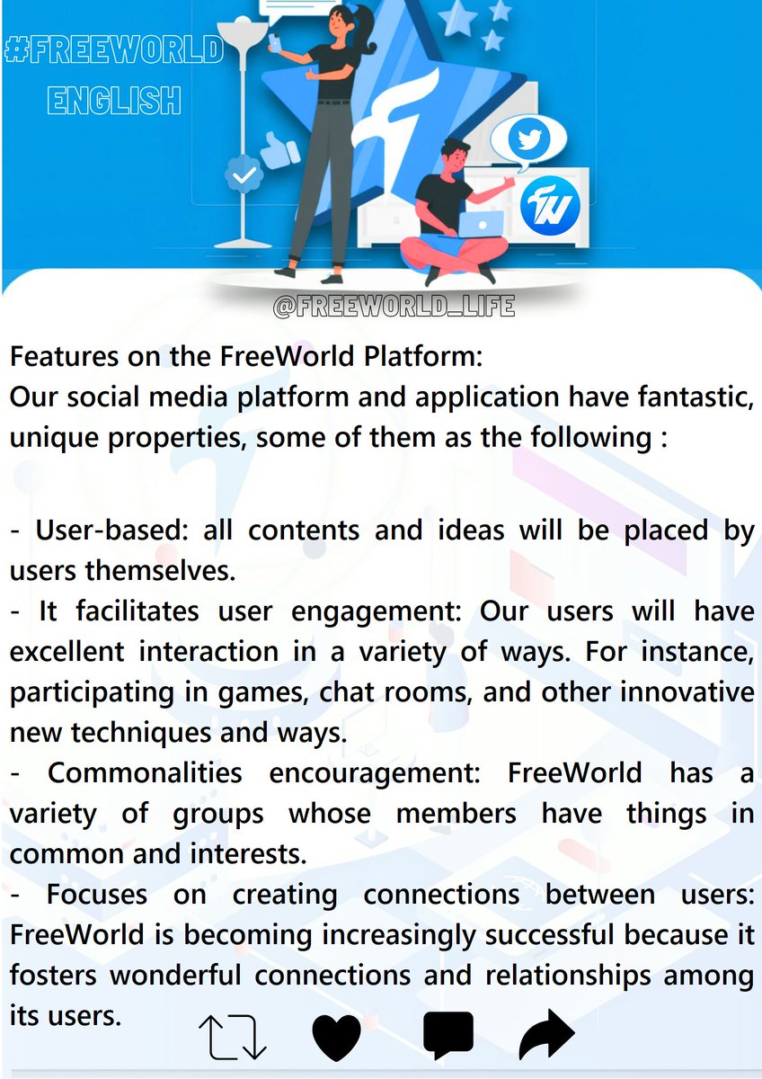 freeworld_life's tweet photo. A new social media platform #FreeWorld!
Some of features find it below:

#Trump https://t.co/o7fR5eeoM1