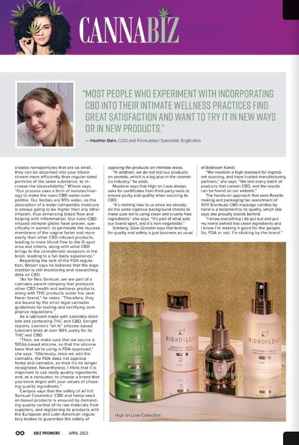 I'm so very proud of my COO/Formulation Specialist for representing <a href="/EngErotics/">EngErotics</a> with her unparalleled expertise and professionalism in this piece about CBD intimate body care products in this month's issue of <a href="/XBIZ/">XBIZ</a> Magazine. CannaSexTech! Yay!Link below:

xbiz.com/pub/xbizpremie…