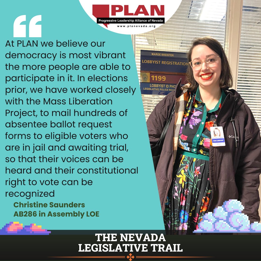 It is a constitutional right to vote, regardless of whether a person is being detained. They have the right to cast a ballot in jail while they are awaiting a trial or other type of hearing. #NVLeg #AB286 #LetNevadansVote

Our Policy Director, Christine, testifies in support!