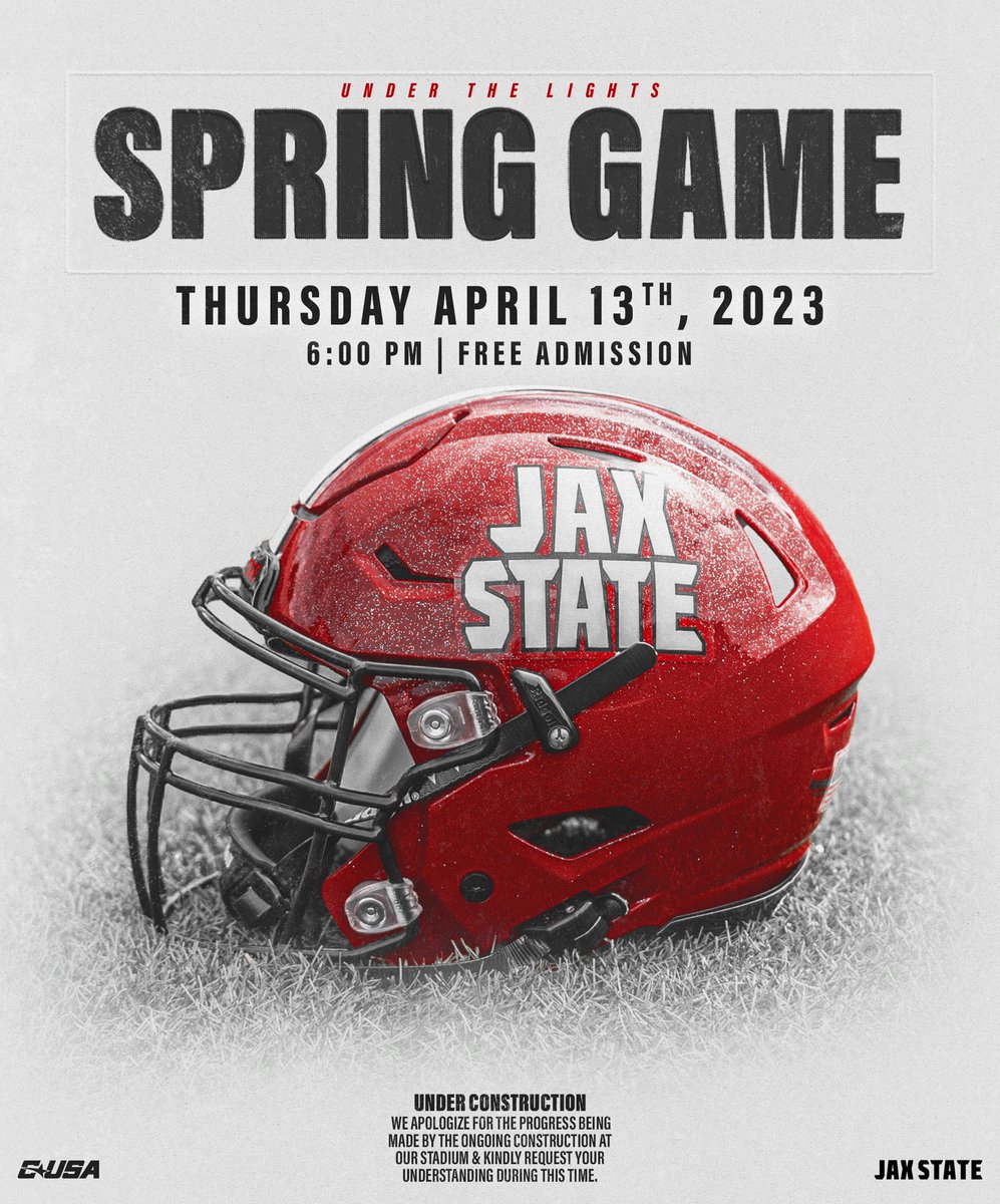 𝐒𝐏𝐑𝐈𝐍𝐆 𝐆𝐀𝐌𝐄 𝐔𝐍𝐃𝐄𝐑 𝐓𝐇𝐄 𝐋𝐈𝐆𝐇𝐓𝐒

📅Thursday, April 13th
⏰6:00 PM
📍Burgess-Snow Field at JSU Stadium
🎟️𝐅𝐑𝐄𝐄 admission

#HardEdge | #EarnSuccess