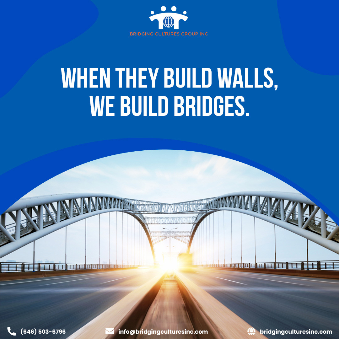 Divisive walls only lead to a fragmented society. At Bridging Cultures Inc., we believe in building bridges to connect and strengthen our communities.

#BuildBridgesNotWalls #BridgingCulturesInc #CommunityStrength #UnityInDiversity
