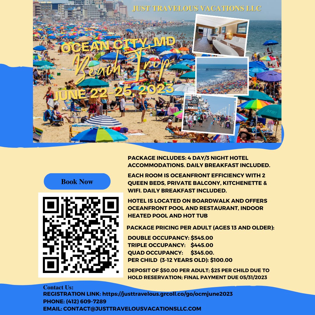 Ready for the beach? Ocean City, Maryland is the perfect destination for some sun and fun! It has beautiful beaches, family-friendly attractions, delicious cuisine, and plenty of shopping. So what are you waiting for? Book TODAY! #BeachVacation #OceanCityMaryland #SunAndFun