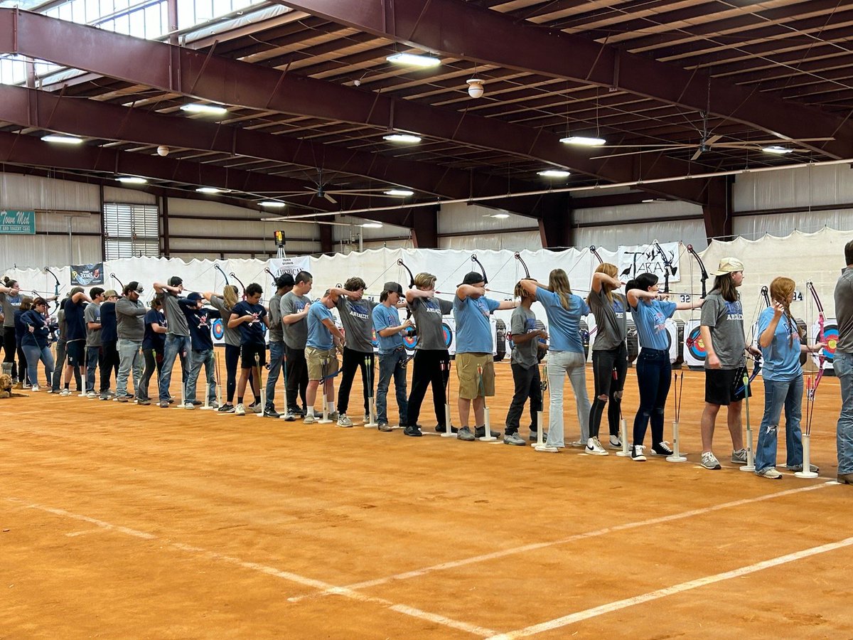 TupArchery's tweet photo. Tupelo Archery shot a season high 3226 at Day 1 of the North State Tournament. That will qualify us for the State Championship! We're sitting in 2nd and will know our final standings tomorrow. Luke Burleson led us with a 281. Rachel Cannon led girls with a 270! @THSGoldenWave https://t.co/bHaRt3p5Dt