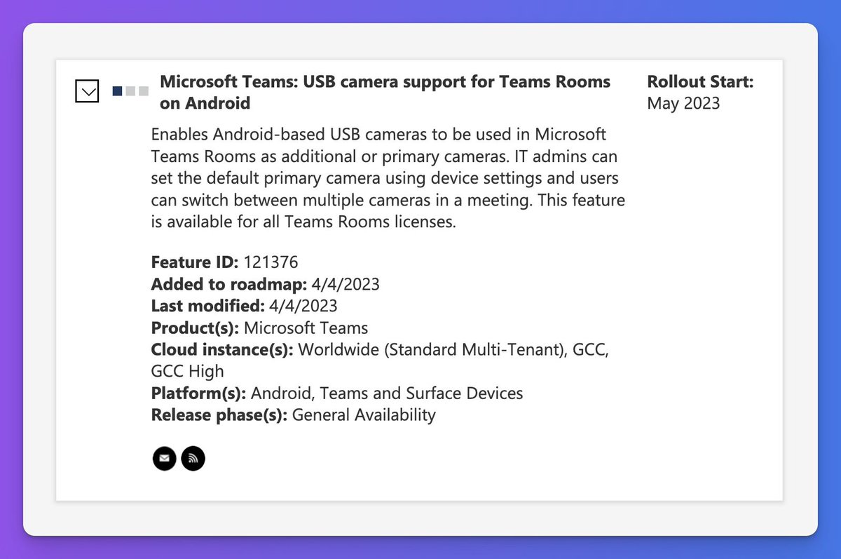 tomarbuthnot's tweet photo. Multi-Camera support and Smart camera controls coming to Microsoft Teams Rooms on Android (Pro license)

Is that Microsoft IntelliFrame coming?

#MicrosoftTeams #MicrosoftTeamsRooms https://t.co/kJ18qHa6rR