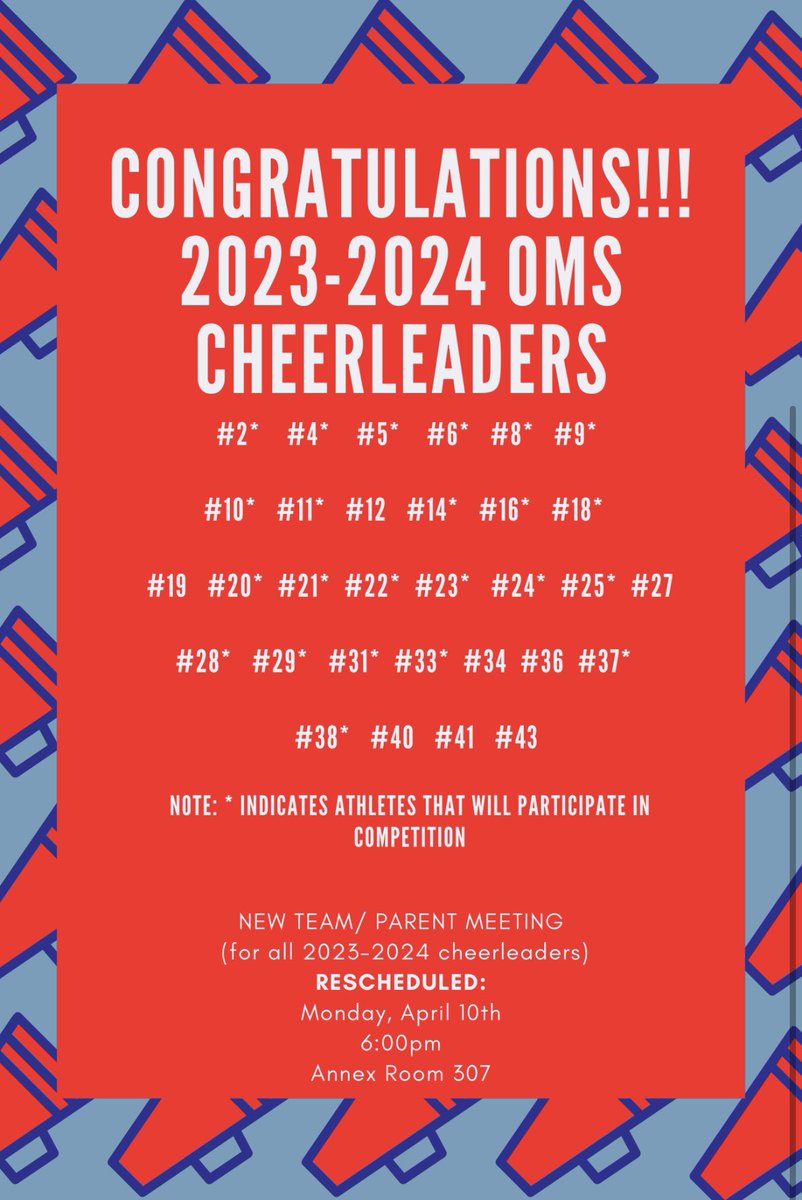 Congratulations to the 2023-2024 cheer team! Welcome to the #ofamily !!! ❤️💙