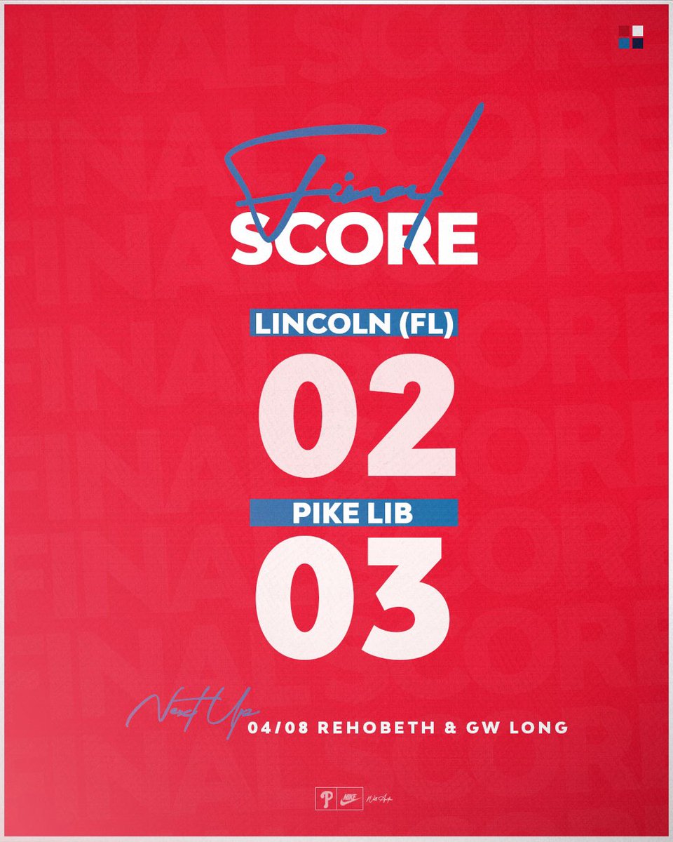 ⚾️ PIKE WINS ⚾️

The Pike Liberal Arts Patriots defeated Lincoln High School (FL) 3-2 earlier this evening. 

The Patriots will return to action on Saturday with a doubleheader against Rehobeth and GW Long. 

#GoPike | #OutworkEveryone | #PikeBoys