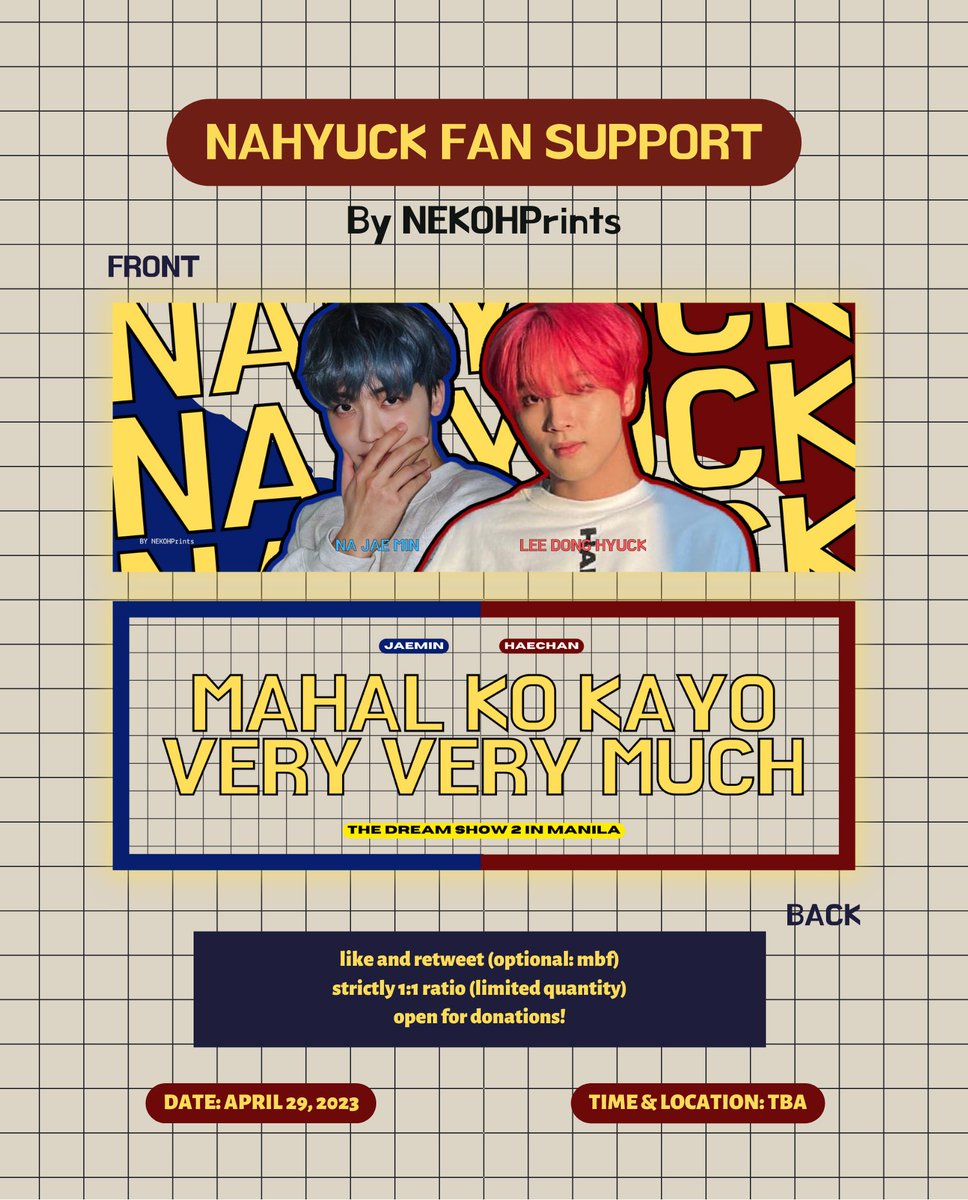 nekohprints's tweet photo. 𝗧𝗛𝗘 𝗗𝗥𝗘𝗔𝗠 𝗦𝗛𝗢𝗪 𝟮 𝗜𝗡 𝗠𝗔𝗡𝗜𝗟𝗔
NAHYUCK fan support by @NEKOHPrints

— Like and RT (optional: MBF)
— Show me this tweet on d-day! 
— Stricly 1:1 (limited quantity)

#THEDREAMSHOW2_In_A_DREAM
#TDS2inMNL #NCTDREAM https://t.co/jAzJ8ziFPy
