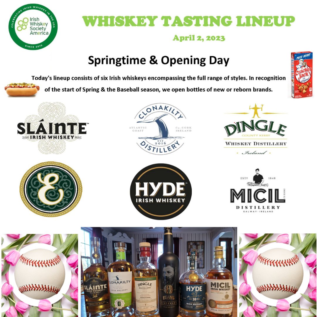 April means springtime & @mlb Opening Day. Here's an #irishwhiskey lineup opening bottles of new or reborn brands. Check it out & other tasting themes on our website. #irishwhiskeyclub #springtime irishwhiskeyusa.com/blogs/iwsa-tas…