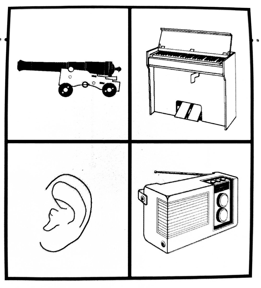 左上は、なに…？

JAFから届いた会報誌より。
高齢者の認知機能検査で使われるそうなんだけど謎絵は引っ掛けなの？覚えなくていい絵とか？ https://t.co/7noPl8GKrG