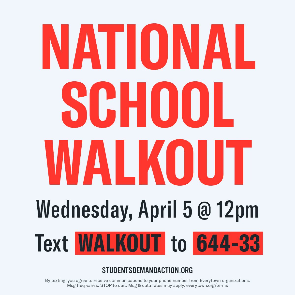 #NationalSchoolWalkout #StudentsDemandAction #ProtestGunViolence #Walkout #SchoolShootings #SandyHook #Florida #PermitlessCarry #Parkland