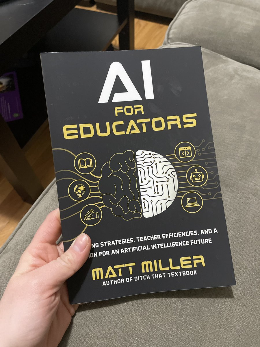 KammasKersch's tweet image. I have to be honest, I don’t always love Edu books📚

Thanks to @jmattmiller for creating a quick read about AI that is less about the tool and more about the mindset. I read it in one sitting and I know I’ll go back to it in the future! 

#aiforedu #chatGPT