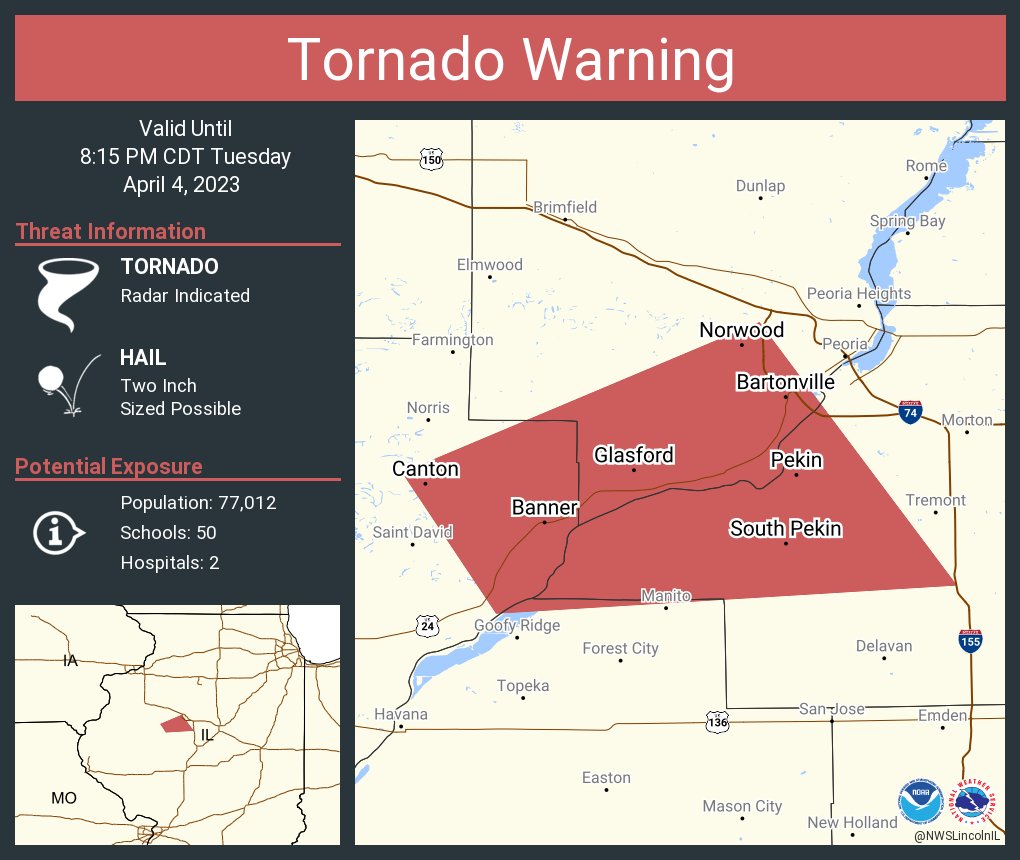 NWS Tornado on Twitter "Tornado Warning including Pekin IL, Canton IL