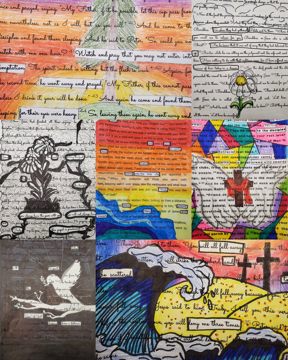 Ss worked on Lenten inspired blackout poetry pieces and they turned out so beautiful! ✝️ ❤️