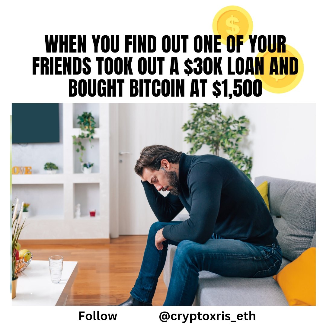 ♥️💰 When you find out one of your friends took out a $30k loan and bought Bitcoin at $1,500😏
- - - - -
Double Tap ♥️ &amp; share/tag a friend.

Comment Below 👇! 📈

👉Follow us
@CryptoXris_eth 🔥

🔗 Link in bio
.
.
.

#bitcoins #bitcoinnews #eos #chainlink #cryptocurrencymarket