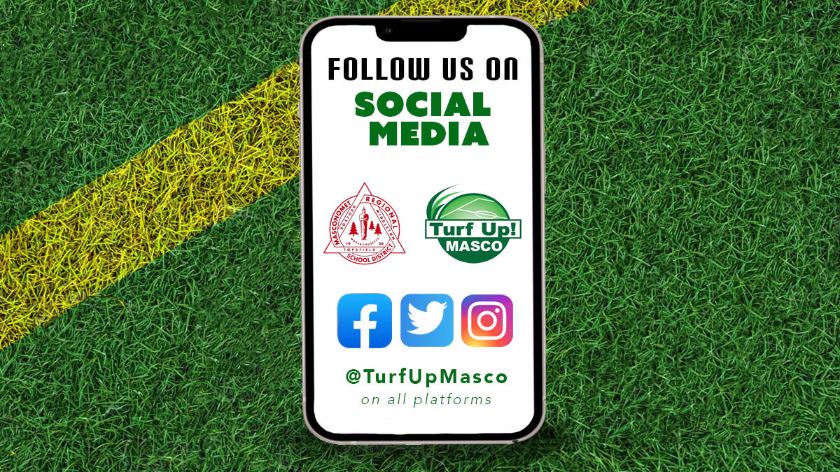 TurfUpMasco's tweet photo. We can't do this without YOU: students, parents, athletes, coaches, teachers, Tri-Town residents... Follow &amp; share on all platforms and be the first to know latest news, updates &amp; how you can help!  Want to be a part of our community-driven effort?  Visit https://t.co/VIhvNNUj06 https://t.co/h85xcBLMoo