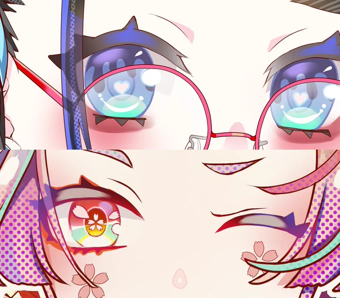 お目目の中にデザインがあるイラストを増やしたいと最近思ってる#お目目アップだよ 