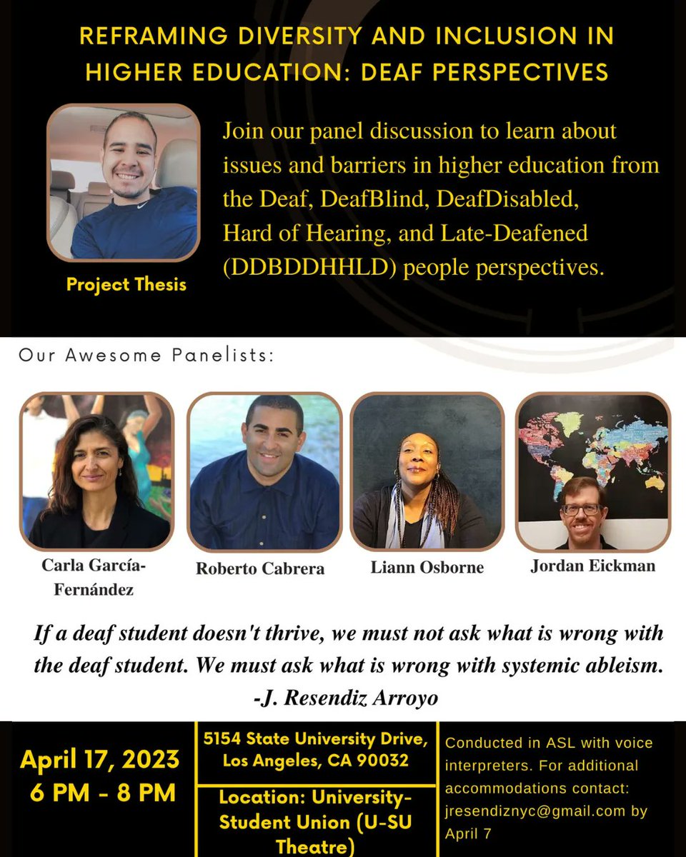 GLADeaf's tweet photo. Reframing Diversity & Inclusion in Higher Education: Deaf Perspectives. Learn about issues in higher education from Deaf, DeafBlind, DeafDisabled, HOH, & Late-Deafened people.
April 17
6 - 8 PM
—
#GLADCommunityPosting for informational purposes, doesn't constitute endorsement. https://t.co/VW0UfubR4D