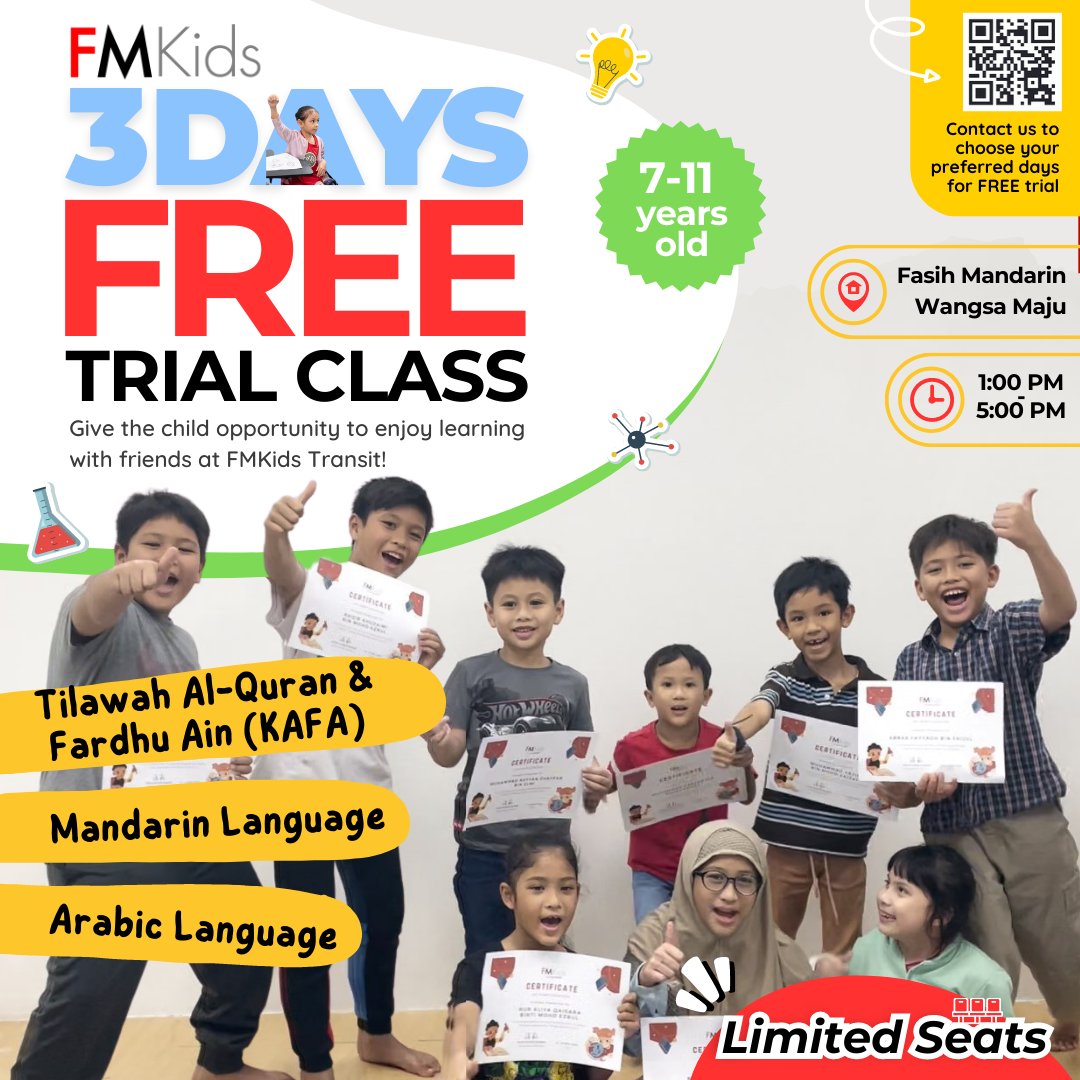 fasihmandarin1's tweet photo. We know how hard it is to balance work &amp; parenting, FMKids Transit is here to help. Our team offers top-notch childcare services with skilled teachers and engaging subjects like KAFA, Mandarin &amp; Arabic🤩

Take advantage of FREE trial, see how we can make your life easier! https://t.co/rr5PSmeVva