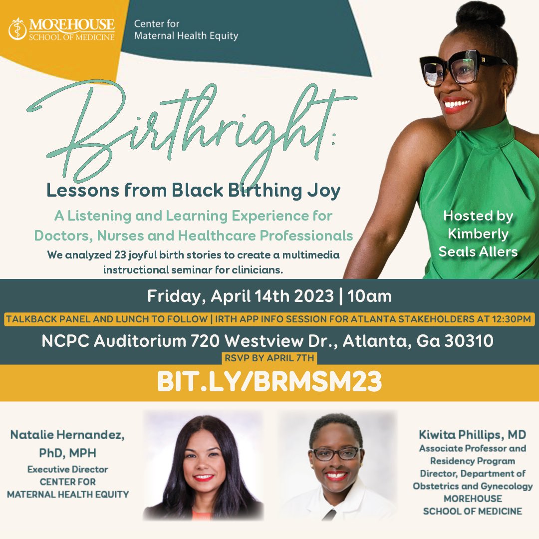 IrthApp's tweet photo. ATL come out on April 14th to @MSMEDU and learn from Black birth joy!
 
Birthright: Lessons from Black Birthing Joy 💛 A listening and learning experience for doctors, nurses and healthcare professionals.

RSVP here by 4/7: https://t.co/qia6yhURCl

#BirthrightPodcast #BMHW23 https://t.co/TYfBdzDpE7