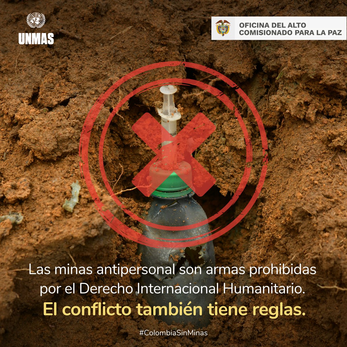 🏳 En los conflictos armados también hay líneas rojas que no deberían cruzarse. Una de ellas es el uso de minas antipersonal, por sus efectos indiscriminados en la población civil.

Hoy es el #DíaContraLasMinasAntipersonal👉 un.org/es/observances… 

#ColombiaSinMinas #IMAD2023