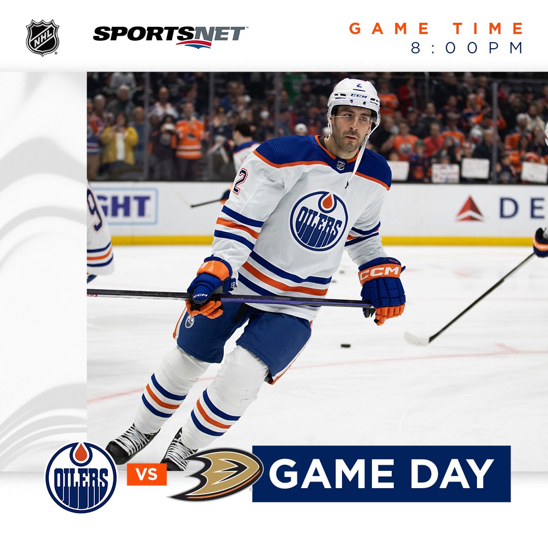 EdmontonOilers's tweet photo. GAME DAY! 

The #Oilers continue their road trip with a stop in Anaheim. 

📻: @630CHED 
📺: @Sportsnet 

#LetsGoOilers https://t.co/Av7unzafdN