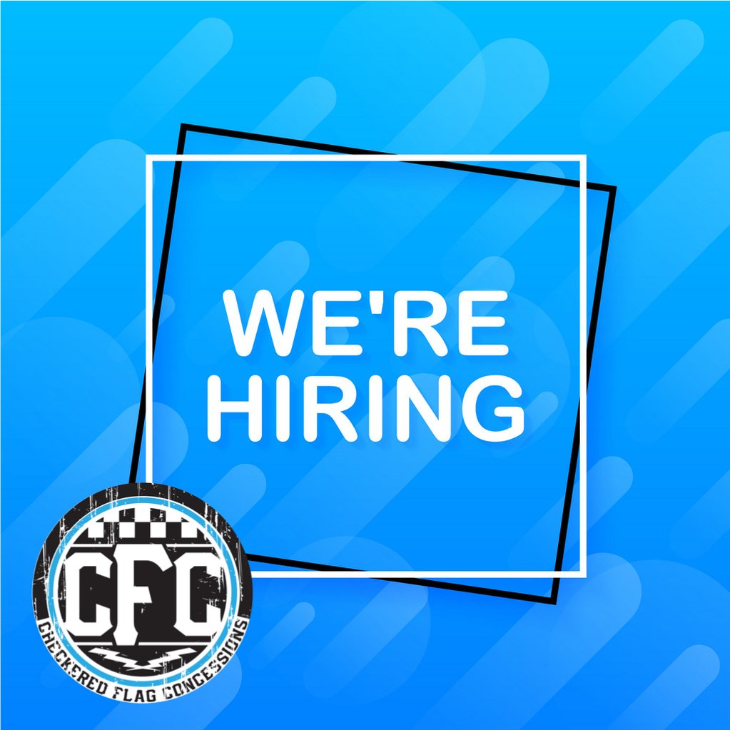 HELP WANTED at Checkered Flag Concessions this race season! If interested you can find the job application HERE➡️bit.ly/3yYwVMt
or email Nick Peterson at kvillegrub@yahoo.com.