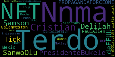infokalyptisch's tweet photo. Trending in my timeline now: #Terdo (2) #Nnma (2) #NFT (2) #Cristian (1) #SanwoOlu (1) #Delilah (1) #Samson (1) #PresidenteBukele (1) https://t.co/hQ3optGIGu