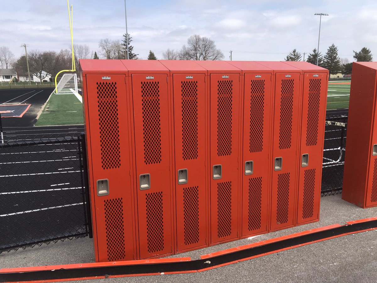 WabashFootball's tweet photo. All of the old lockers were removed from the locker room today. They are connected in groups of 6-8 lockers. We are offering these for $200 per group. This will help to offset the costs of the renovation. Message if interested. #WeAreWabash #Resolute https://t.co/ZkVeRn5AGm