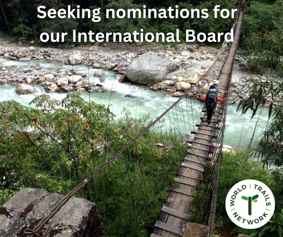 There's still time to submit a nomination for the #WorldTrailsNetwork International Board. Submit your nomination by May 1 to join a team of passionate individuals working towards the betterment of our world's trails. ow.ly/94YN50NAyf8
#worldtrails #trails