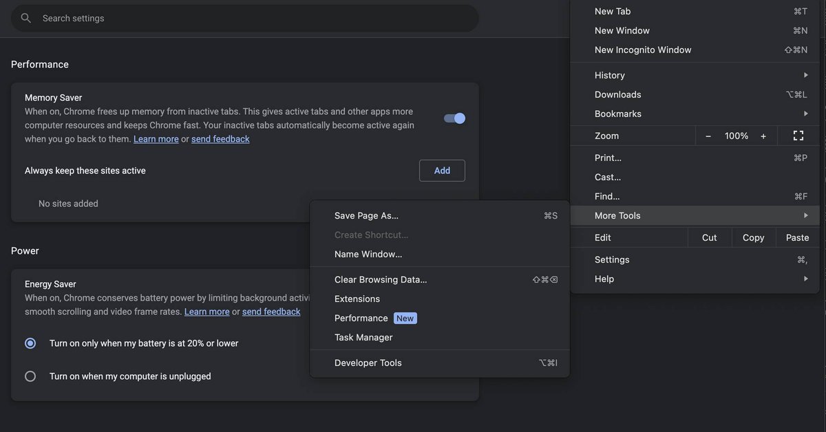 TeRry_p's tweet image. @googlechrome  just released a new Memory saving feature to help with your performance by regaining the memory from your inactive tabs. This method is not new, but it may be better than the ext. 
- More Tools &amp;gt; Performance
#Chrome #saveMemory #inactive #performance