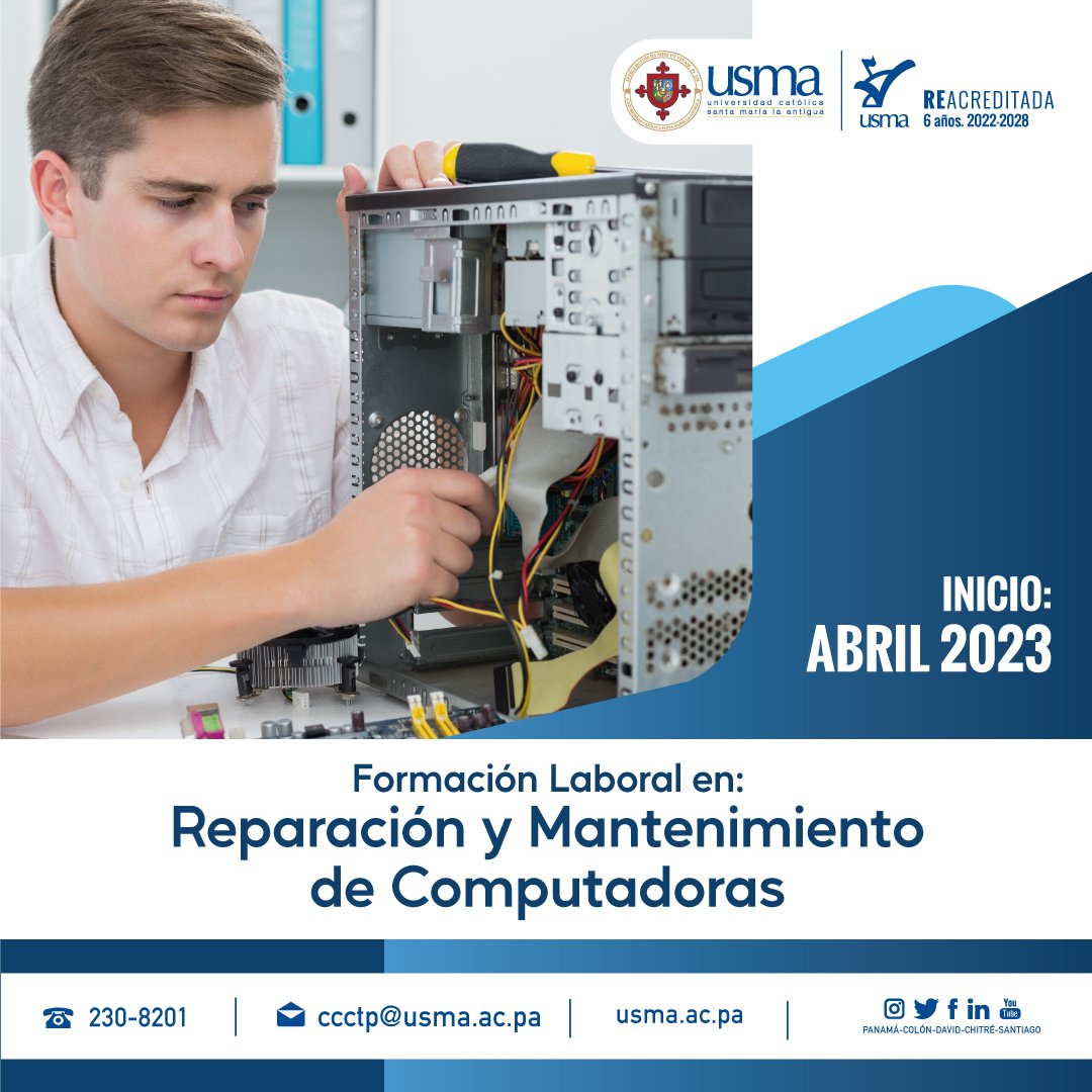 Yenny_Erazo's tweet photo. Desarrolla las habilidades profesionales para lograr mayor competitividad laboral, capacítate en el Centro de Capacitación y Certificación Técnica y Profesional #CCCTP de la @USMApanama escríbenos a ccctp@usma.ac.pa https://t.co/I56rfRLpQp