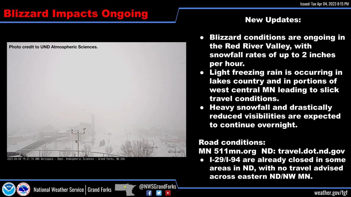 NWS Grand Forks on Twitter "Blizzard conditions are ongoing in the Red
