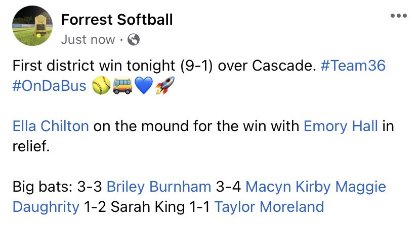 Forrest Softball (@forrest_sb) on Twitter photo 