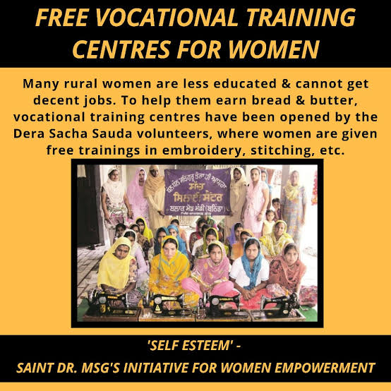 craft_meenu's tweet photo. The development of women is necessary of the country. But due to illiteracy of rural women,they don't get good employment.

Under the initiative of Saint Gurmeet Ram Rahim Ji women's #SelfBelief and literacy, DSS volunteers give training them in sewing, embroidery, weaving, etc. https://t.co/p9ZMmCPLMJ