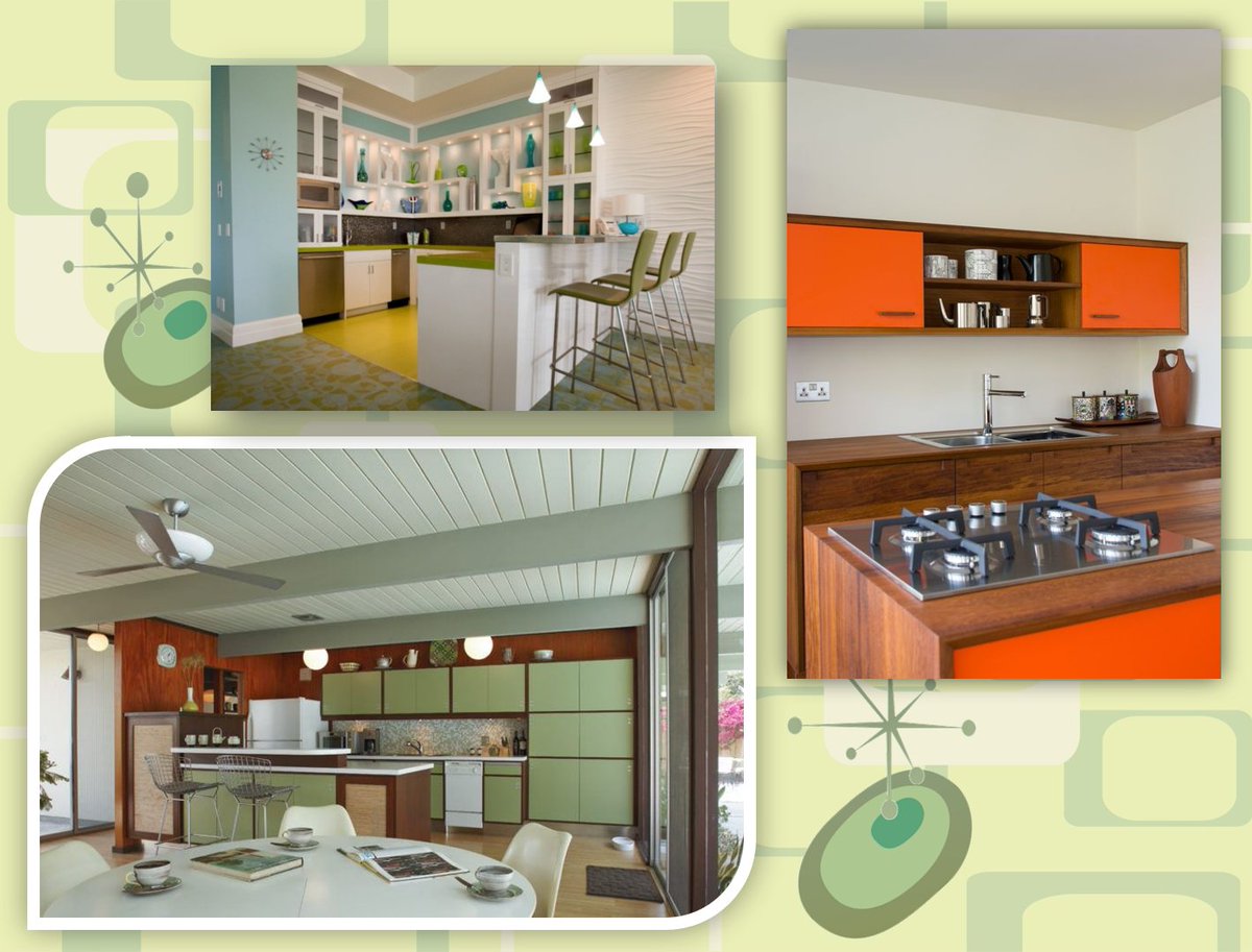 A #6- Here's some kitchens that are modeled after #MidCenturyModern that work for today! #kbtribechat #MCM