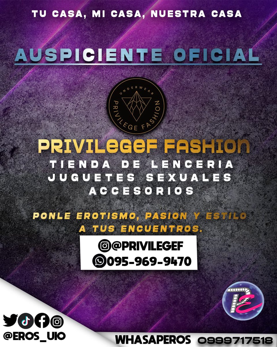 Eros_uio's tweet photo. Buscas lencería masculina y juguetes picantes en Quito? Contactate con la gente de  Privilege Fashion y ponle pasión a tus encuentros

Sigelos y ponte lo mejor 
@PrivilegefEC https://t.co/Gc7NkAKkxQ