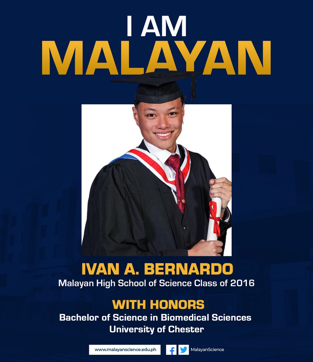 MalayanScience's tweet image. Malayan Science graduates prove they are built for the future as alumnus Ivan A. Bernardo finished his bachelor’s degree in Biomedical Sciences with honors at England’s University of Chester. Congratulations, Ivan! #MalayanExcellence #ProudMalayan