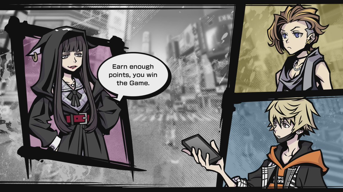 twewybot's tweet photo. Shoka: Earn enough points, you win the Game.

Rindo: But how do we earn points?

Fret: And what is this "Game"?

Shoka: Look: my shift's over, so ask someone else, would ya? Like another Player, or another Reaper-literally anyone but me. https://t.co/xkYQmksesL