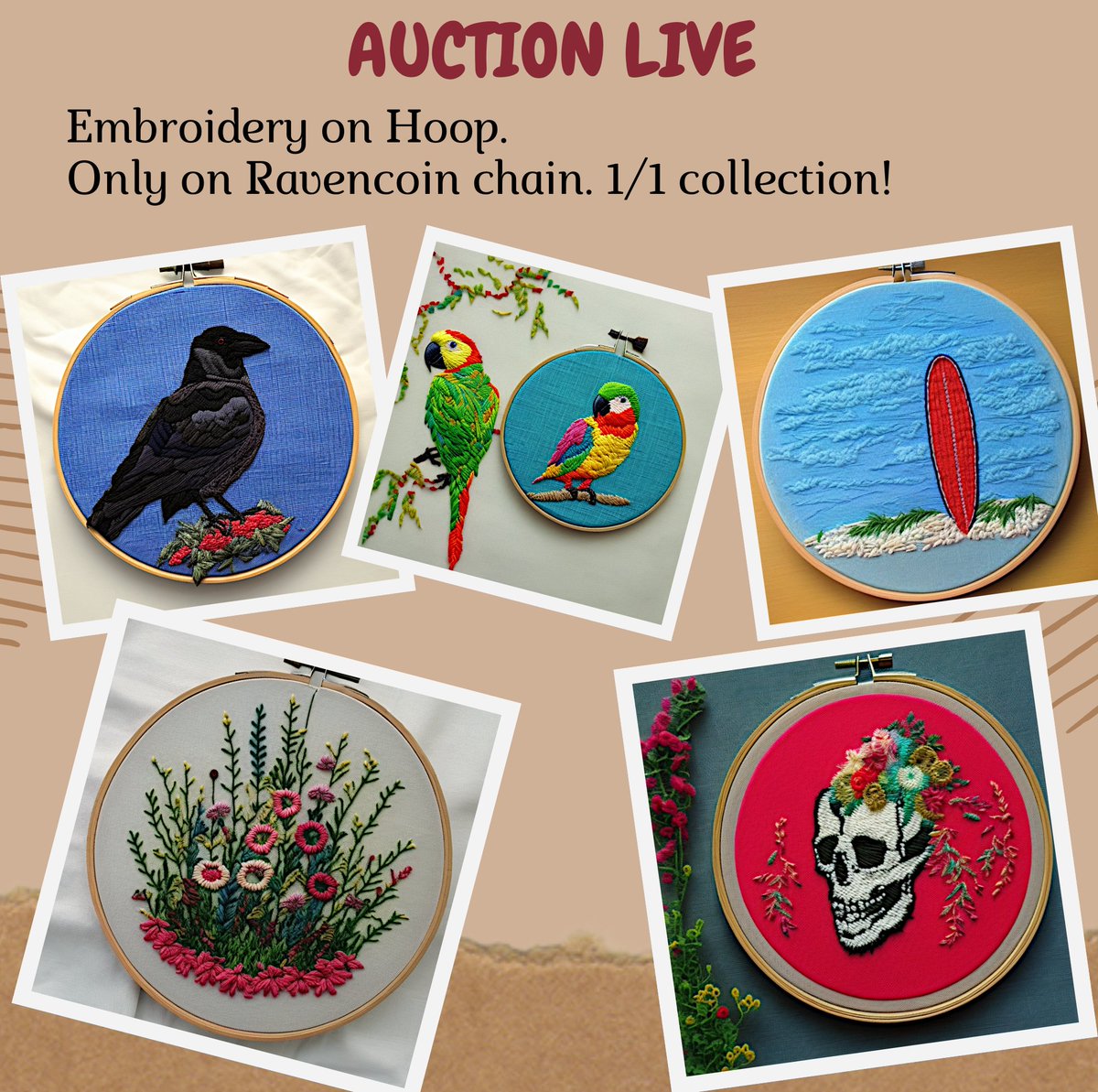 ArtvisionNFT's tweet photo. 🚨 Last TWO hours to end my auction for my first drop in my collection Embroidery on Hoop, on @Ravenistcom! 👀

https://t.co/AVmnIaJDPw

#Ravencoin https://t.co/WcQGACBDVp