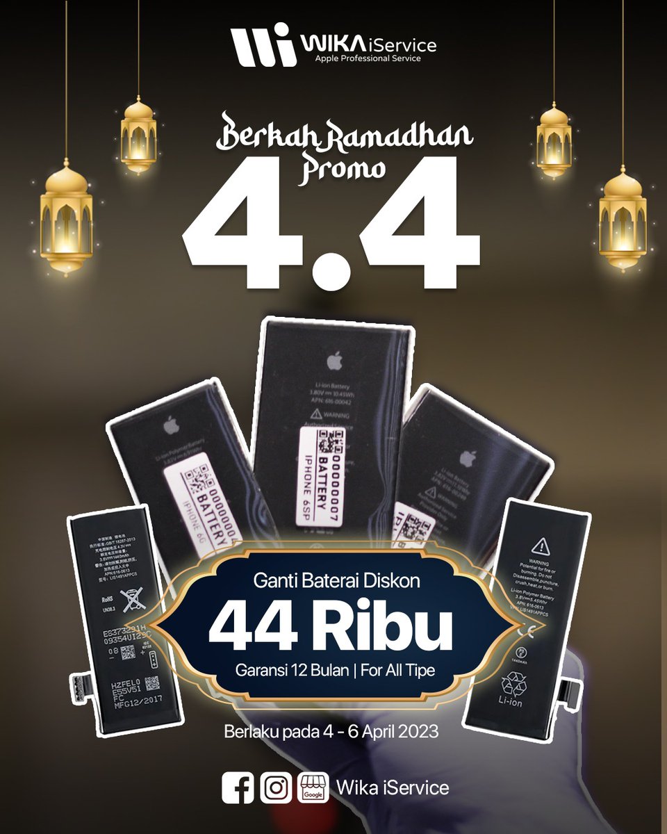 Ramadhan Berkah, Promo 4.4! 🔥

Promo spesial ganti baterai iPhone dengan kualitas terbaik dan bergaransi12 bulan hanya di Wika iService.

<a href="/kepanjen_kita/">#WalikotaKepanjen</a> <a href="/yusufgunawan/">Yusuf Gunawan</a> <a href="/infomalang/">Info Malang</a>
