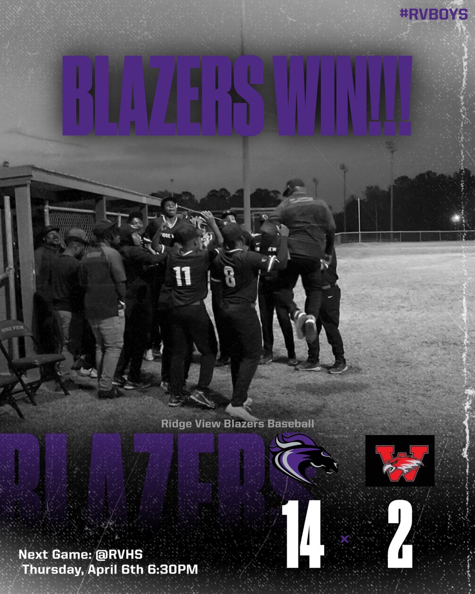 The Blazers move to 6-7 (1-4) on the season.

WP: Roland Boyd 

5IP 1ER 4K’s

<a href="/Treywilliams50/">Thomas/Trey Williams</a> 1/3 3RBI
<a href="/D1_BREY/">Breylon</a> 2/4 2RBI
<a href="/baseball34_27/">Alvin (A3) Murray III</a> 1/2 3R RBI