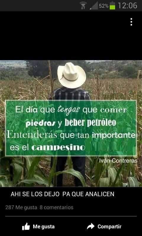 cuando las autoridades y el gobierno le den la importancia q realmente el campo es fuente de vida ese día no yegaremo al fracaso no maten el agro  reactivando