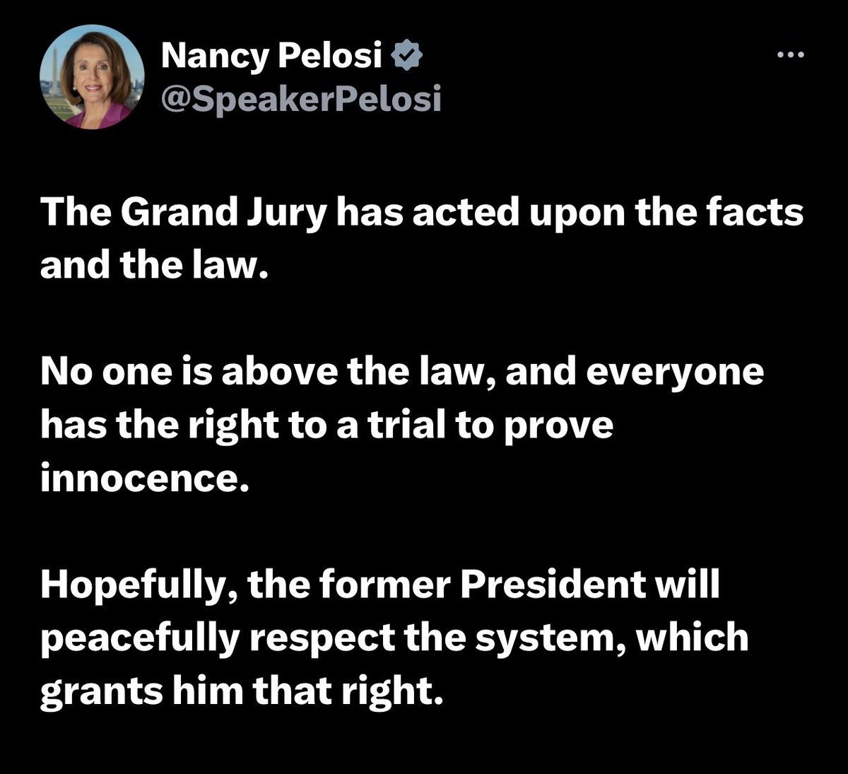 AndyBxxx's tweet photo. The US is falling faster than anyone could have imagined. 

Now they’ve arrested a former president and the top contender for the 2024 presidency. 

People like Nancy Pelosi are discarding “innocent until proven guilty” and suggesting Trump needs to prove his innocence. 

Wow. 🤡 https://t.co/ZA98vnXnuR