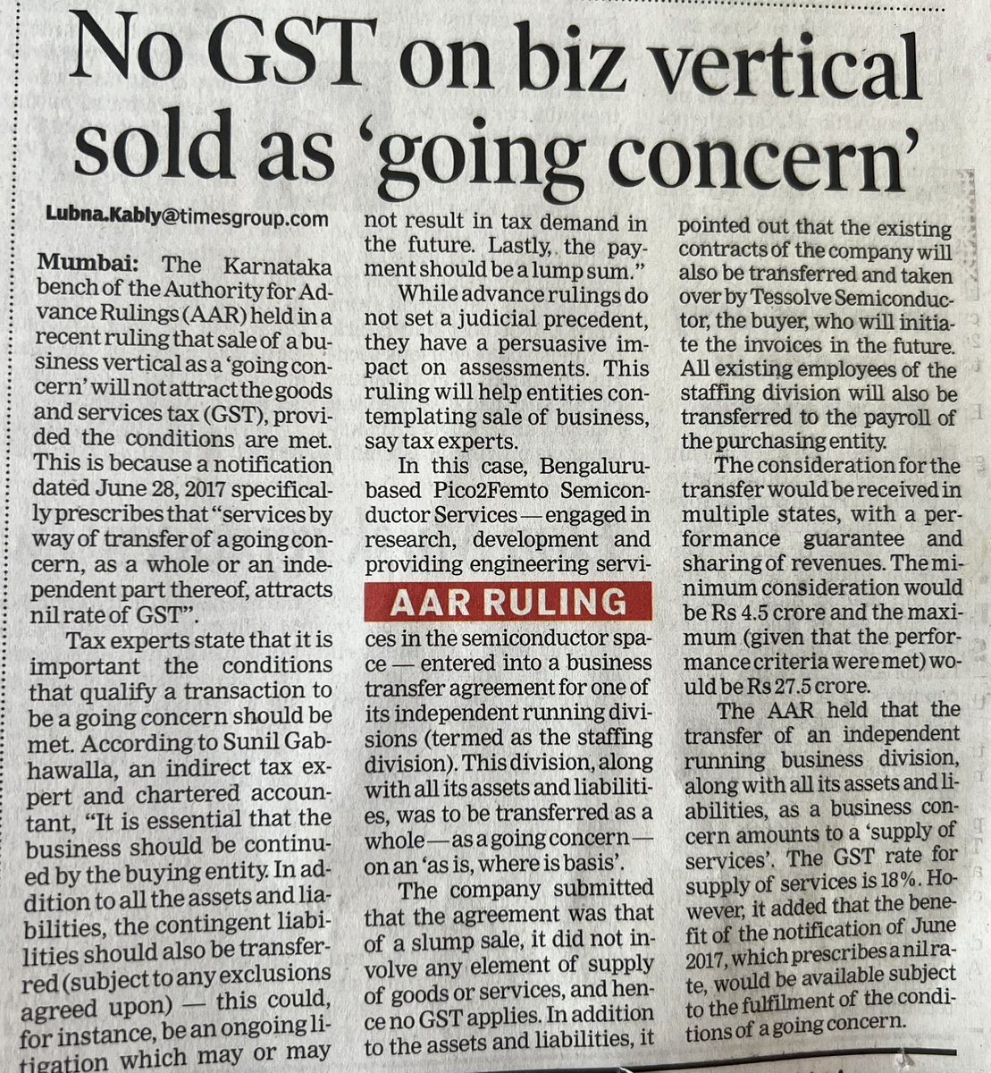 CAChirag's tweet photo. No GST on biz vertical sold as Going Concern 

* Condition Apply https://t.co/QSWc9UC2tb