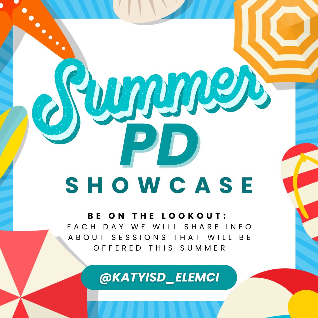katyisd_ELEMCI's tweet photo. Elementary C&amp;I Summer PD SHOWCASE: 

Each day we will highlight a session that will be offered by our department this summer. There are so many great opportunities and we can't wait to share! 

Summer here we come! ☀️
#katyic #katypd #katysummerpd #katyelemci https://t.co/yyyCHo8piu