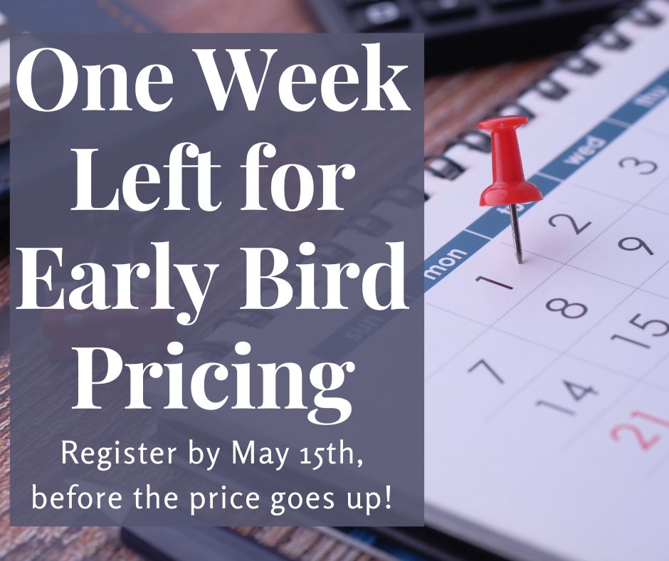 IMPORTANT REMINDER

Early bird pricing for the Wyoming Writers, Inc. Annual Conference only lasts until May 15th. Be sure to register by then to take advantage of the reduced pricing!

Register for the conference here:  wyowriters.org/event-5178502