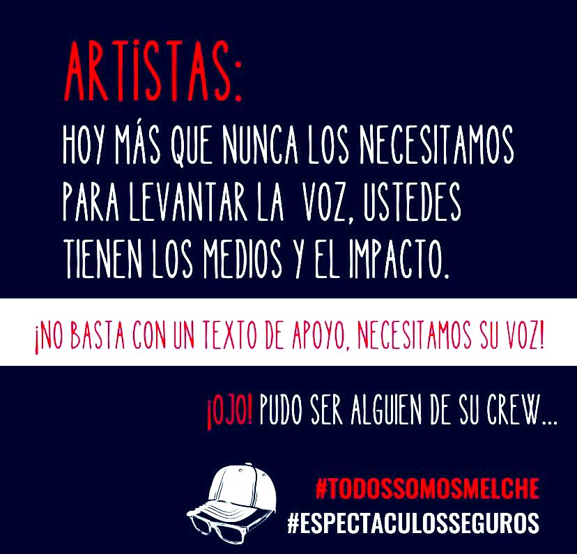 Juntos somos más fuertes.

#TodosSomosMelche 
#Espectaculosseguros