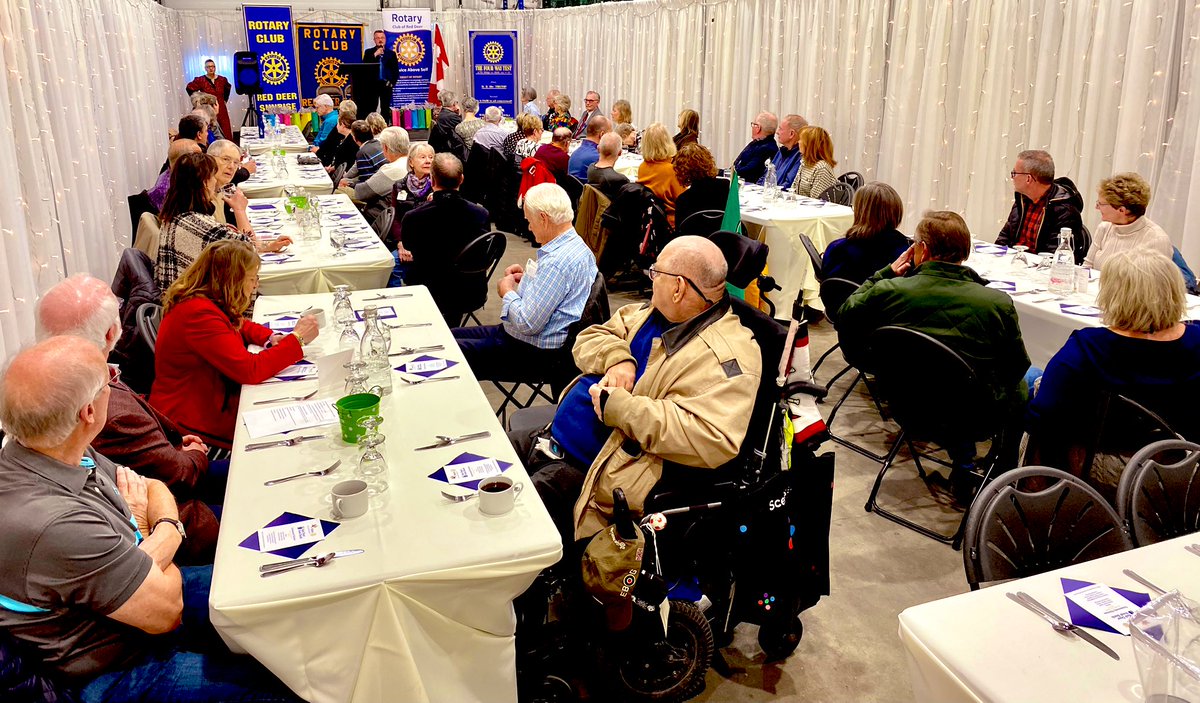 BBuruma's tweet photo. #realneeds #hugeimpact I, along with fellow Rotarians, ate at the @ReddeerFoodbank in recognition of great support from @RotaryRDEast for the new, amazing Community Kitchen. This is a game changer for #foodautonomy Incredible work serving so many in need #100yearsRotaryRedDeer https://t.co/X8V57P2lRx