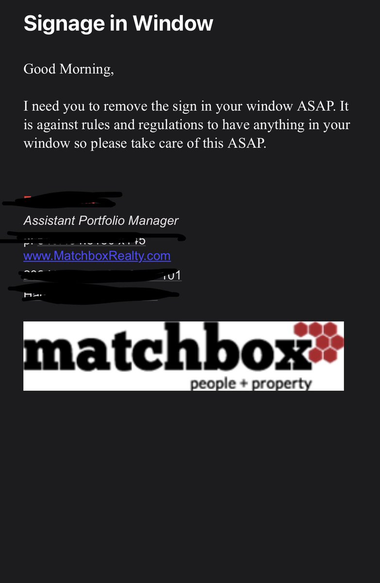 ZombiesAteKyle's tweet photo. After nearly 3 years of having a BLM sign in my window, @MatchboxRealty has decided that’s enough https://t.co/qiHNZtitc0